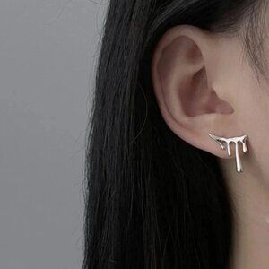 925 Sterling Silver Dripping Stud Earrings Modern Minimalist Stud Earrings